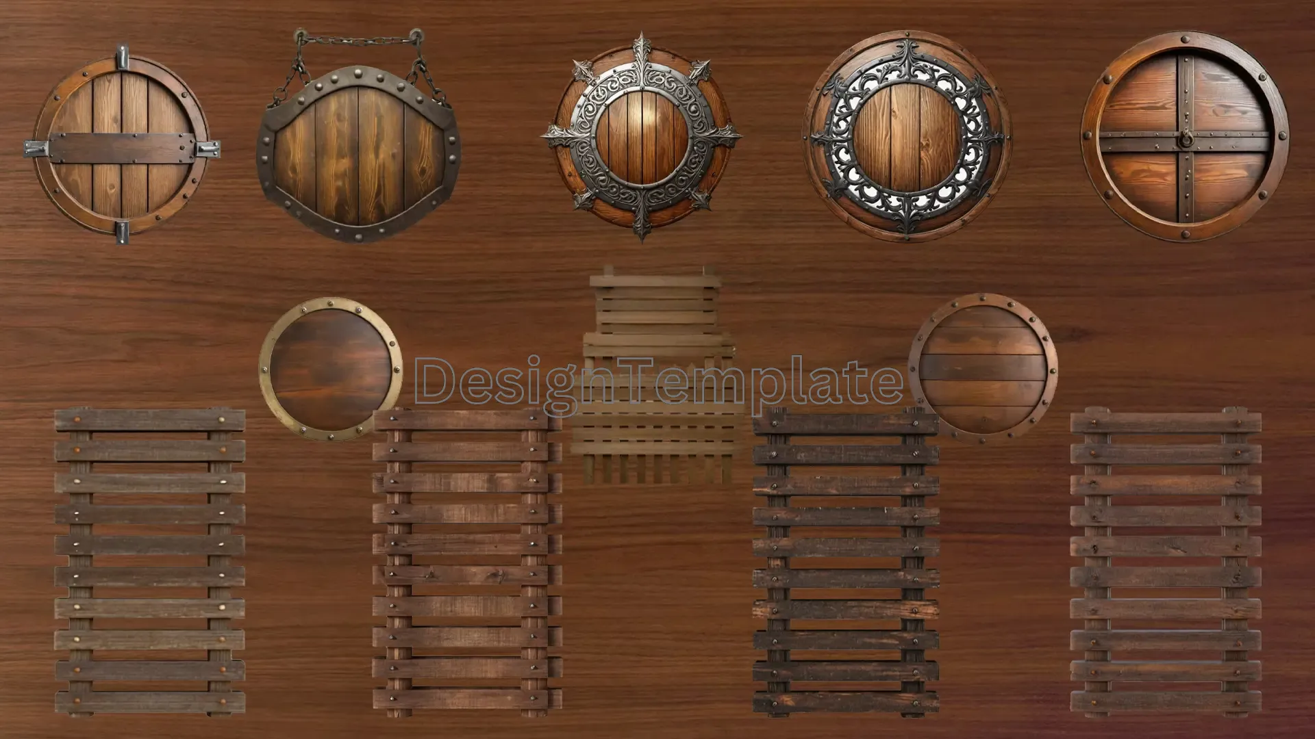 Creative Wooden Signboard 3D Elements Pack image